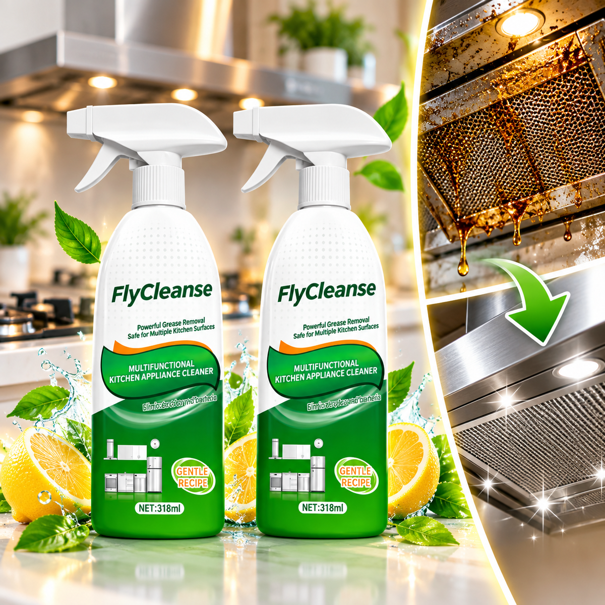 Kitchen Grease Cleaner Spray (Pack of 2)