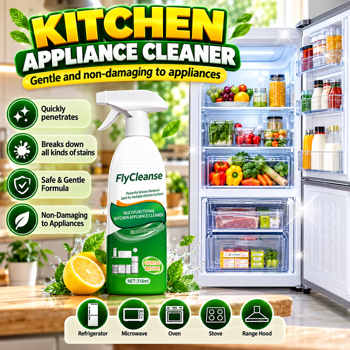 Kitchen Grease Cleaner Spray (Pack of 2)