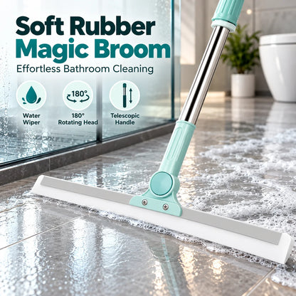 Magic Broom Silicone Floor Wiper with Long Handle for Glass, Tiles & Bathroom