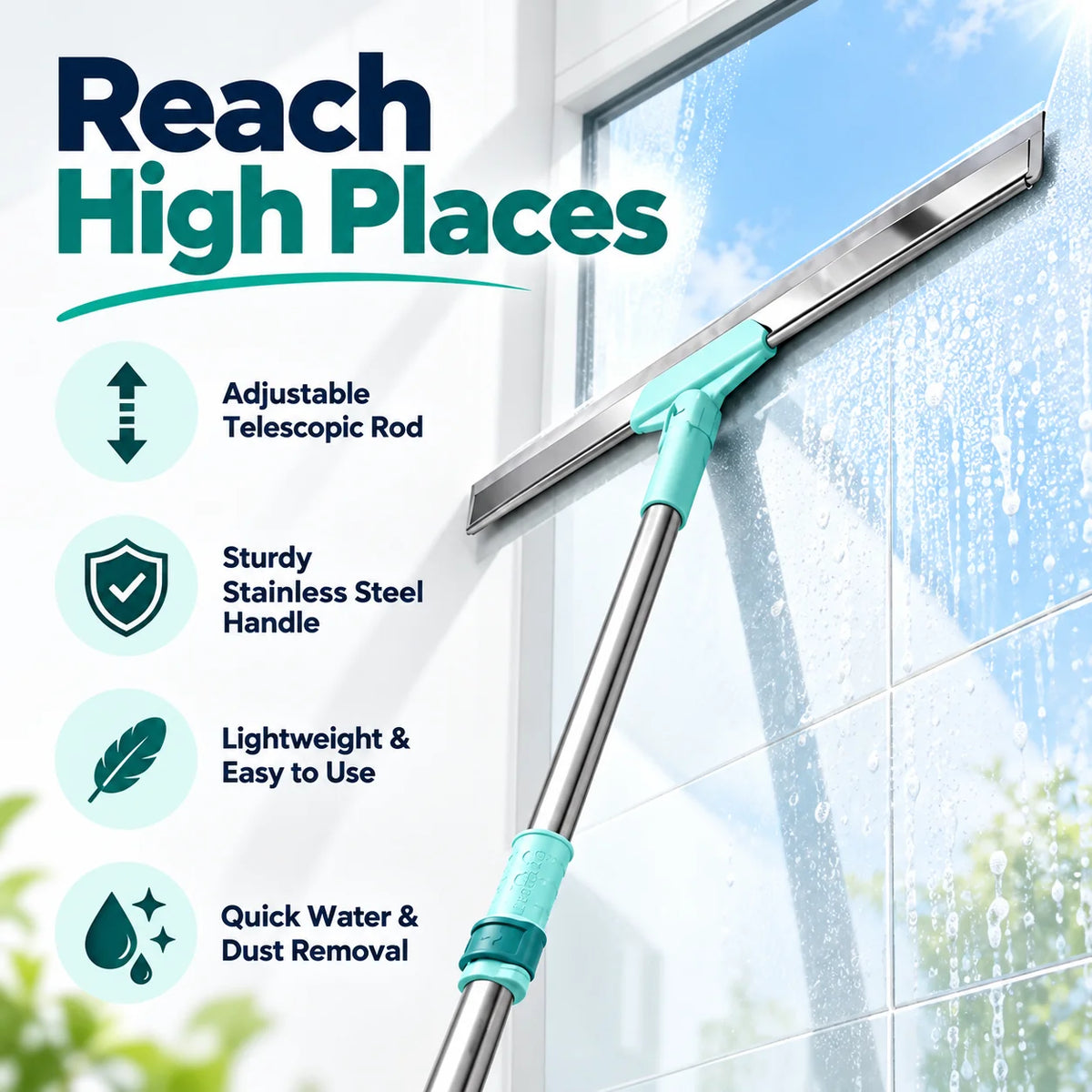 Magic Broom Silicone Floor Wiper with Long Handle for Glass, Tiles & Bathroom