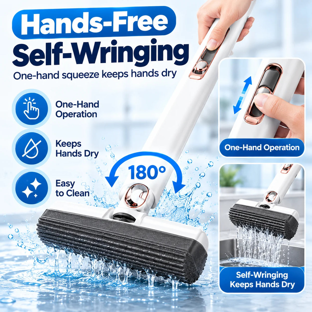 Mini Self-Squeeze Mop with (2 Sponge Refills)