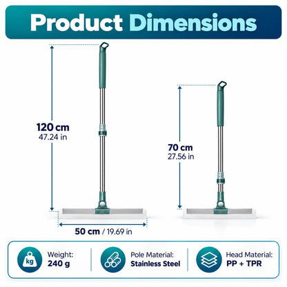 Magic Broom Silicone Floor Wiper with Long Handle for Glass, Tiles & Bathroom