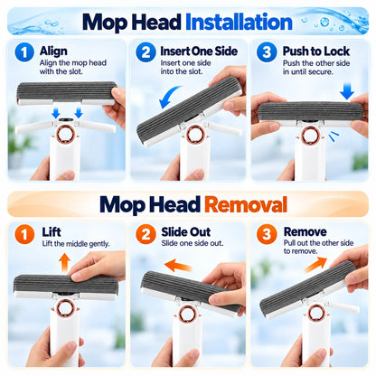 Mini Self-Squeeze Mop with (2 Sponge Refills)